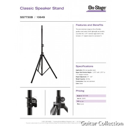 On Stage SS7730B Classic Speaker Stand