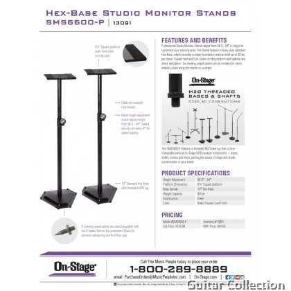 On Stage SMS6600P Hex-Base Monitor Stands 