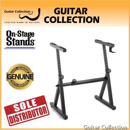 On Stage KS1355 Single Tier Z Keyboard Stand | Built-in Headphone Hanger (Max Weight : 400 lbs / 181 kg)