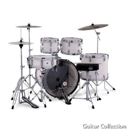 Mapex COMET CM5295FTCFH | 5-Piece Drum Set + 5 Pieces Hardware with Throne & Cymbals (14",16",20") | White Thin Grain