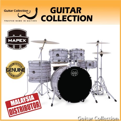 Mapex COMET CM5295FTCFI | 5-Piece Drum Set + 5 Pieces Hardware with Throne & Cymbals (14",16",20") | White Marblewood