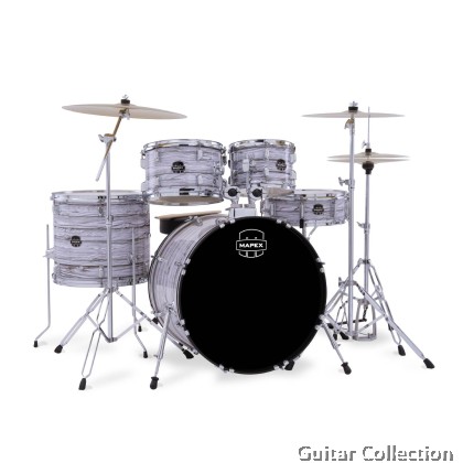 Mapex COMET CM5295FTCFI | 5-Piece Drum Set + 5 Pieces Hardware with Throne & Cymbals (14",16",20") | White Marblewood