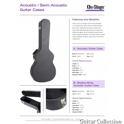 On Stage GCA5000B Hardshell Acoustic Guitar Hardcase | Fits Dreadnought & 12-String Guitars