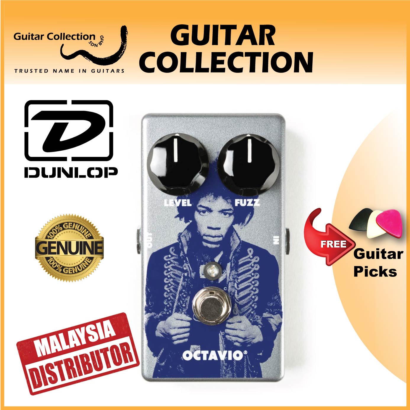 Jim Dunlop JHM6 Jimi Hendrix™ Octavio Fuzz Effect Pedal